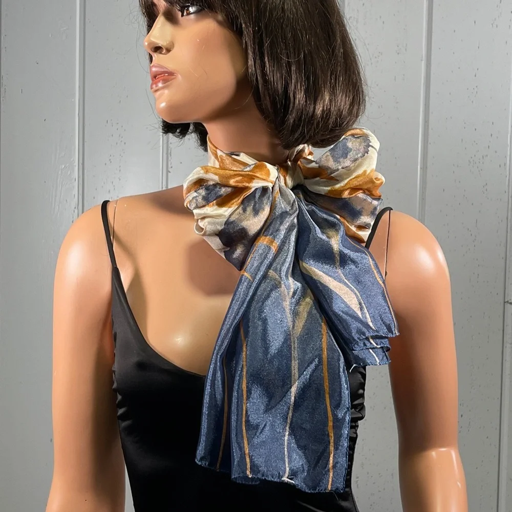 Women’s Ocean Blue ,Light Brown & Beige Floral Print Scarf